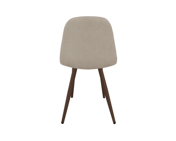 Set di 4 sedie girevoli in stile retrò-contemporaneo "Noma" in tessuto greige melange, con gambe in finitura noce