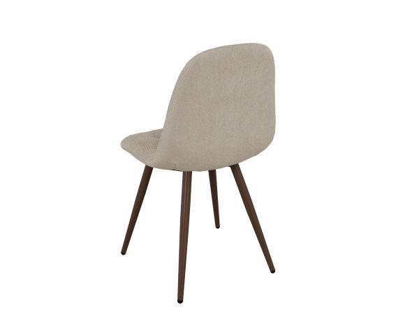 Set di 4 sedie girevoli in stile retrò-contemporaneo "Noma" in tessuto greige melange, con gambe in finitura noce