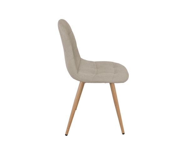 Set di 4 sedie girevoli in stile "soft seating" "Noma" in tessuto grège melange, con gambe con finitura rovere