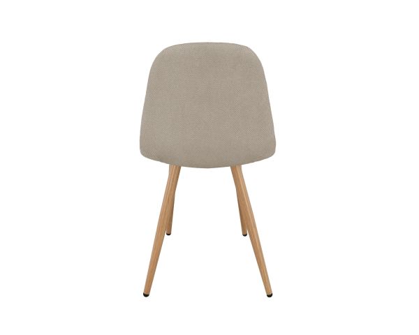 Set di 4 sedie girevoli in stile "soft seating" "Noma" in tessuto grège melange, con gambe con finitura rovere