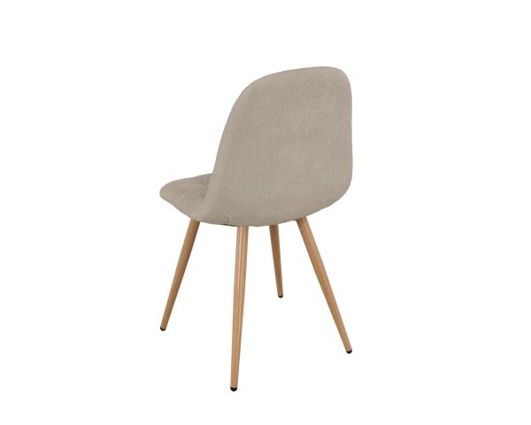 Set di 4 sedie girevoli in stile "soft seating" "Noma" in tessuto grège melange, con gambe con finitura rovere