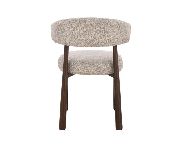 Set di 2 sedie avvolgenti in stile retrò-contemporaneo “Arlo” in tessuto a trama beige e marrone, con gambe effetto noce