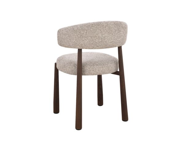 Set di 2 sedie avvolgenti in stile retrò-contemporaneo “Arlo” in tessuto a trama beige e marrone, con gambe effetto noce
